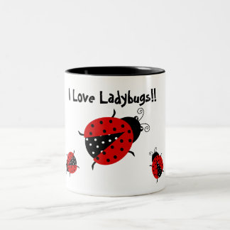 De Café Em Dois Tons Eu amo a caneca dos joaninhas