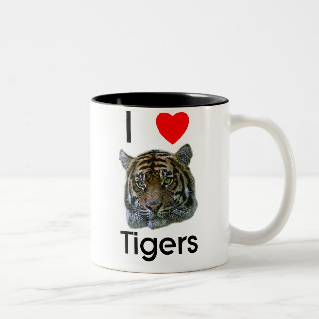 De Café Em Dois Tons Eu amo a caneca dos tigres (Direita)