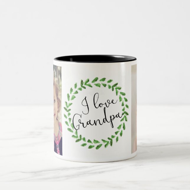 De Café Em Dois Tons Eu Amo Avô Caneca Personalizada com Foto (Centro)