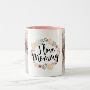 De Café Em Dois Tons Eu Amo Mamãe Caneca Personalizada com Foto