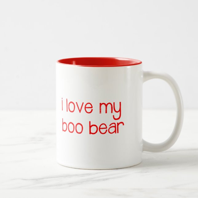 De Café Em Dois Tons eu amo minha caneca do urso da vaia - vermelho (Direita)