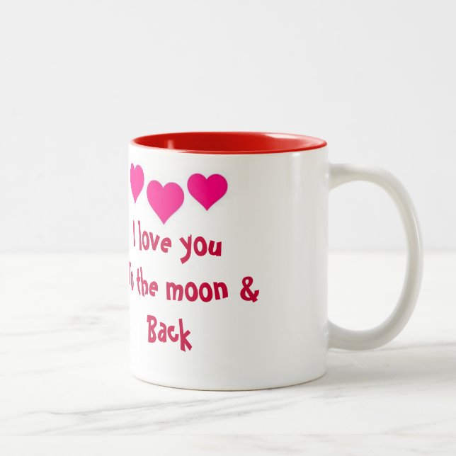 De Café Em Dois Tons Eu te amo à lua & à caneca traseira (Direita)