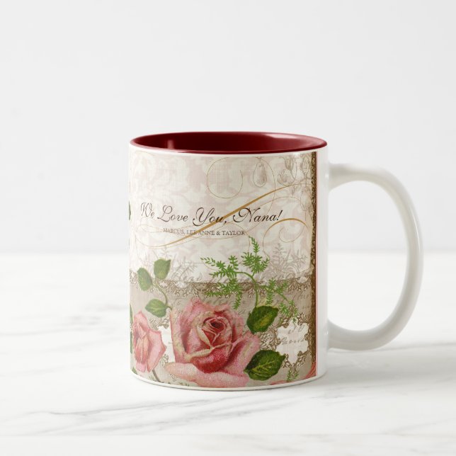 De Café Em Dois Tons Eu te amo Nana, caneca inglesa dos rosas do (Direita)