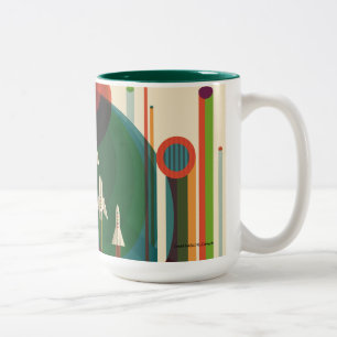 De Café Em Dois Tons Excursão grande - caneca retro do Dois-Tom do