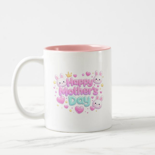 De Café Em Dois Tons Feliz Dia das Mães - Caneca Bubble Bunny (Esquerda)