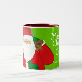 De Café Em Dois Tons Feliz Natal caneca divertida vermelha/verde do Pap