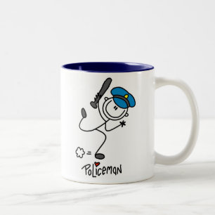 De Café Em Dois Tons Figura caneca da vara do agente da polícia