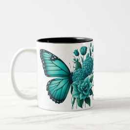 De Café Em Dois Tons Floral Borboleta Colorida Caneca Cuta