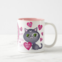 De Café Em Dois Tons Foto do gato do dia dos namorados & caneca feitas