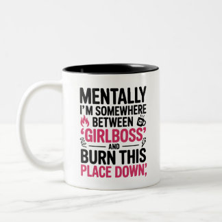 De Café Em Dois Tons Garota Chefe ou Esgotamento? Caneca Divertida para