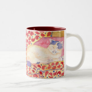 De Café Em Dois Tons Gato colorido na caneca do sofá