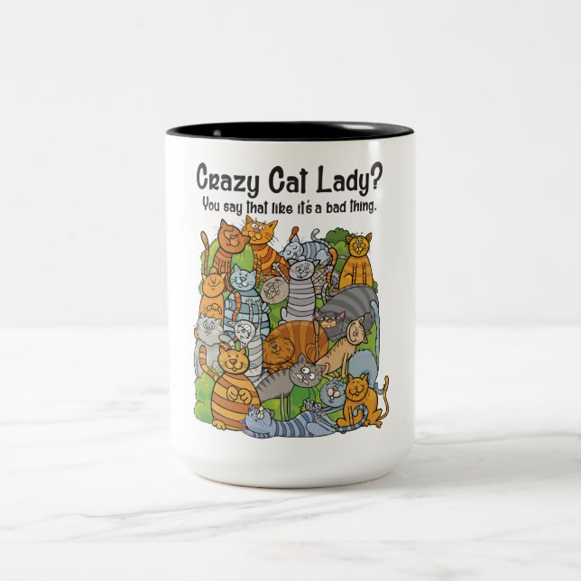 De Café Em Dois Tons Gato Louco Lady 2 Caneca Toned (Centro)