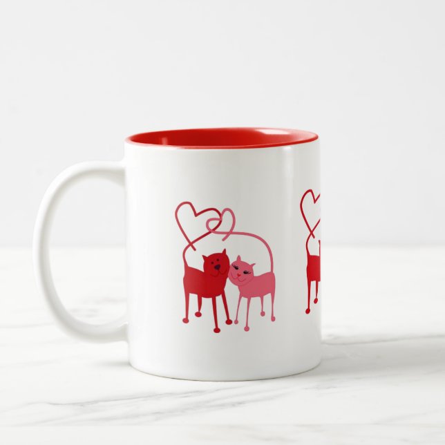 De Café Em Dois Tons Gatos dos namorados - caneca da bebida (Esquerda)