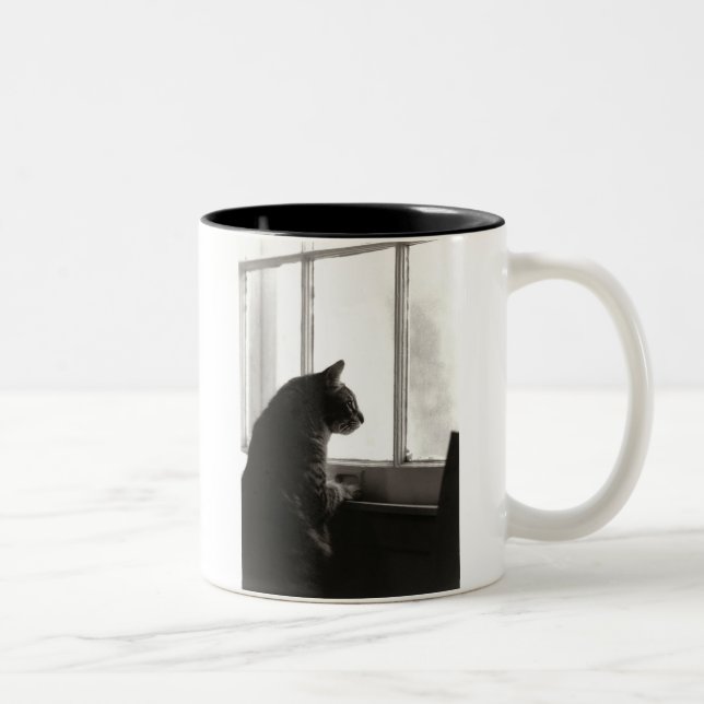 De Café Em Dois Tons Gatos na caneca da janela (Direita)