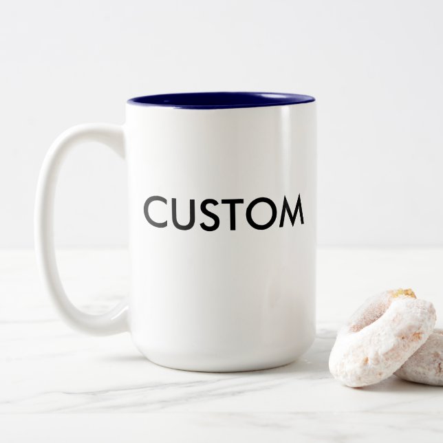 De Café Em Dois Tons Grande 15oz caneca do Dois-Tom feito sob encomenda (Com Donut)