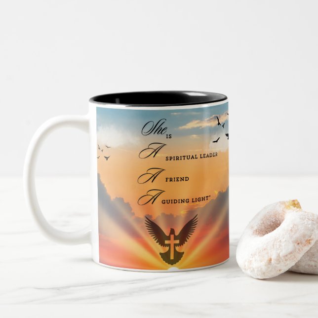 De Café Em Dois Tons "Guiando Luz do Sol", caneca Inspiracional (Com Donut)