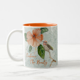 De Café Em Dois Tons Hibiscus e Bird Embriagam a Bela Caneca Floral