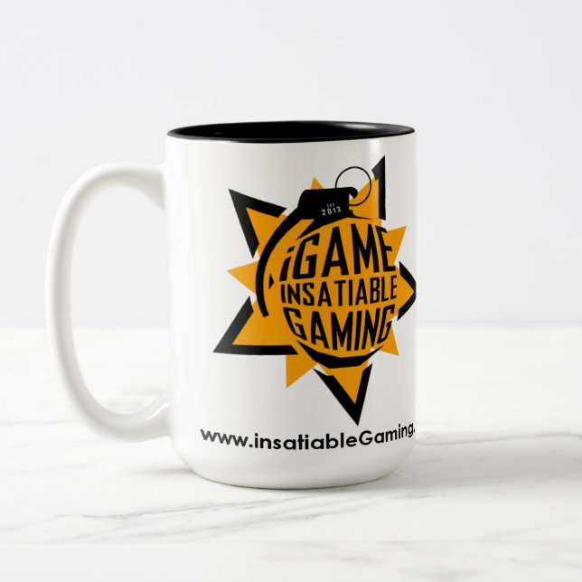 De Café Em Dois Tons .insatiable. Jogo 15 onças. Caneca (Esquerda)