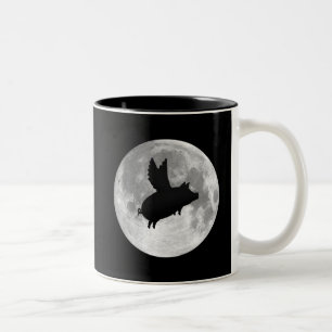De Café Em Dois Tons inteiramente caneca do porco do vôo da lua