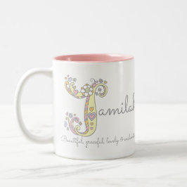 De Café Em Dois Tons Jamilah decorativo ou nome J significando caneca