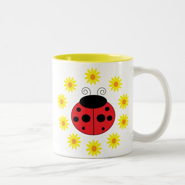 De Café Em Dois Tons Joaninha e caneca das margaridas (Direita)