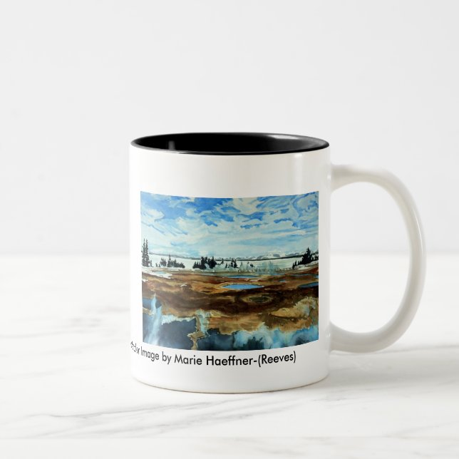 De Café Em Dois Tons Lago Yellowstone na caneca do inverno (Direita)