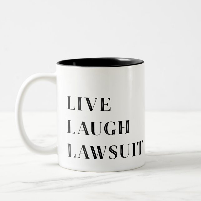 De Café Em Dois Tons Live Laugh Lawcase, Engraçada caneca do Advogado (Esquerda)