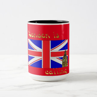 De Café Em Dois Tons Londres está chamando a caneca do travesseiro