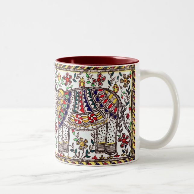 De Café Em Dois Tons Madhubani inspirou a caneca do chá (Direita)