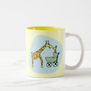 De Café Em Dois Tons Mamã do girafa e caneca do bebê