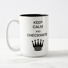 De Café Em Dois Tons Mantenha a calma e Checkmate a caneca do Dois-Tom