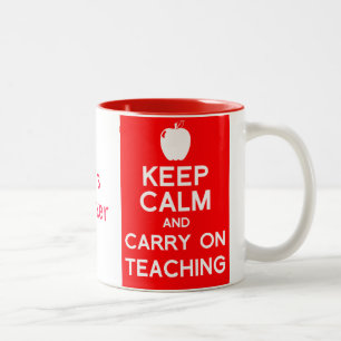 De Café Em Dois Tons Mantenha a calma e continue ensinar a caneca do