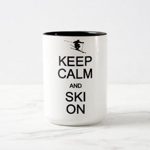 De Café Em Dois Tons Mantenha a calma & o esqui na caneca - para