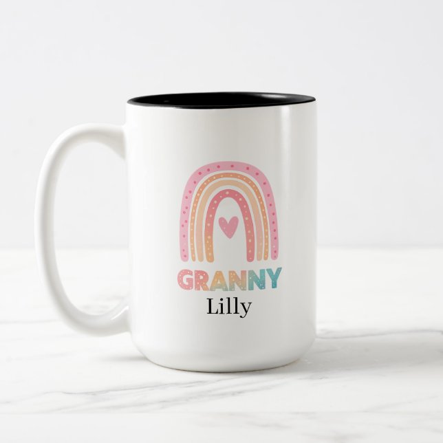 De Café Em Dois Tons Melhor Caneca Arco-íris da Vovó Personalizada, Pre (Esquerda)