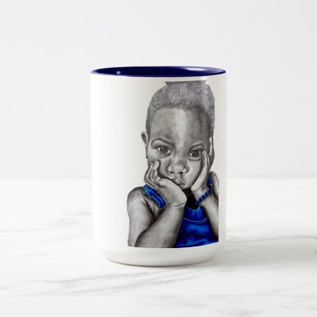 De Café Em Dois Tons Menina azul 2 - caneca (Centro)