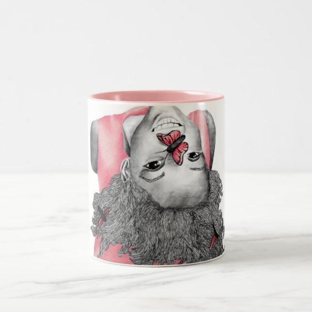 De Café Em Dois Tons Menina cor-de-rosa 2 - caneca (Centro)