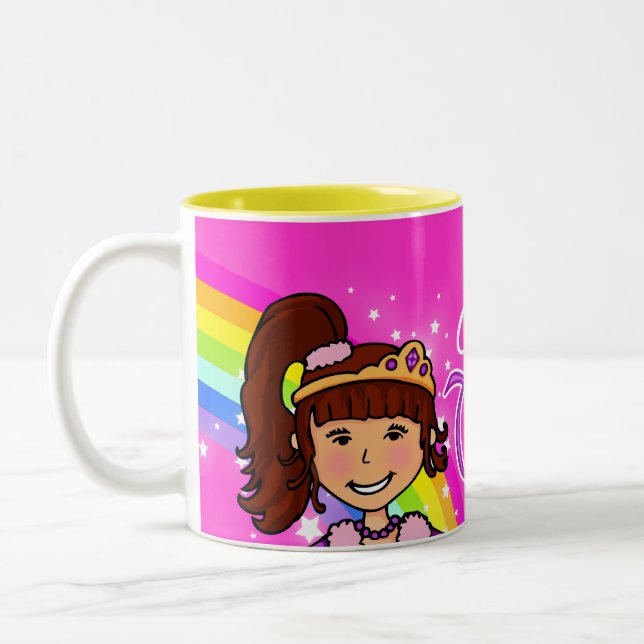 De Café Em Dois Tons Meninas da princesa arco-íris caneca rosa (Esquerda)