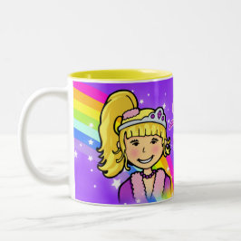 De Café Em Dois Tons Meninas da princesa arco-íris caneca roxa