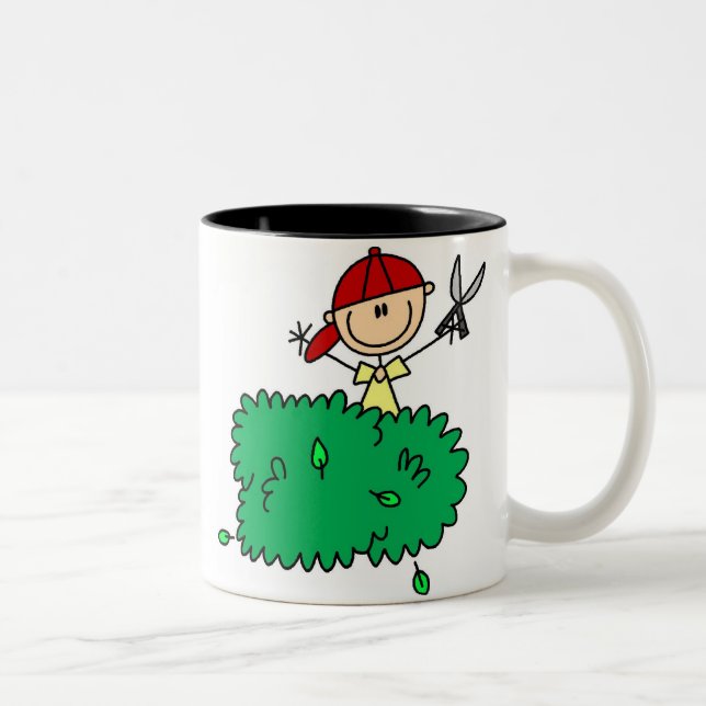 De Café Em Dois Tons Menino que faz a caneca do Yardwork (Direita)
