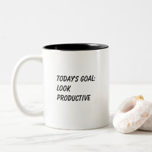 De Café Em Dois Tons 'Meta do Dia: Parecer Produtivo' Caneca Engraçada