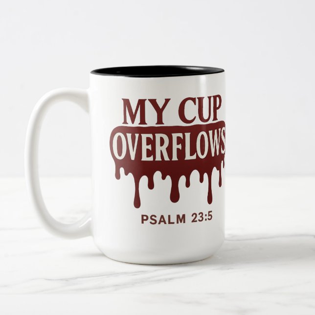 De Café Em Dois Tons Meu Cáliz Transborda Caneca Salmo 23:5 (Esquerda)