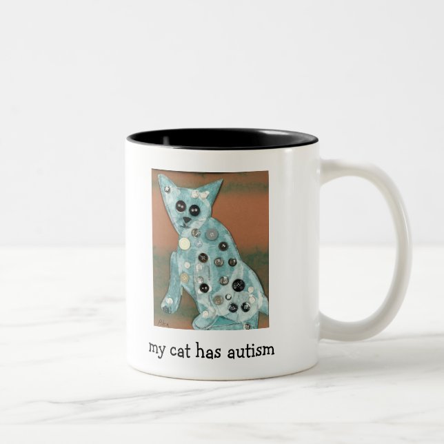 De Café Em Dois Tons Meu gato tem a caneca do autismo (Direita)