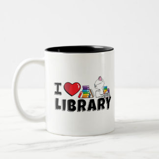De Café Em Dois Tons Mim caneca da biblioteca do coração