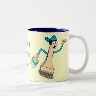 De Café Em Dois Tons Modelo da caneca do pintor