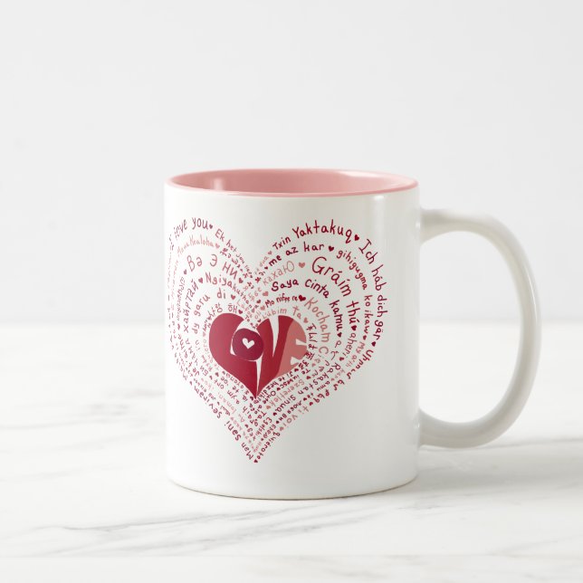 De Café Em Dois Tons Muitas línguas da caneca do amor (Direita)