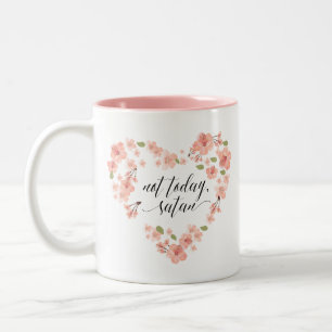 De Café Em Dois Tons Não hoje caneca engraçada da flor da satã