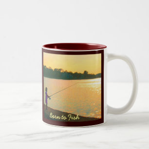 De Café Em Dois Tons Nascer para pescar a caneca