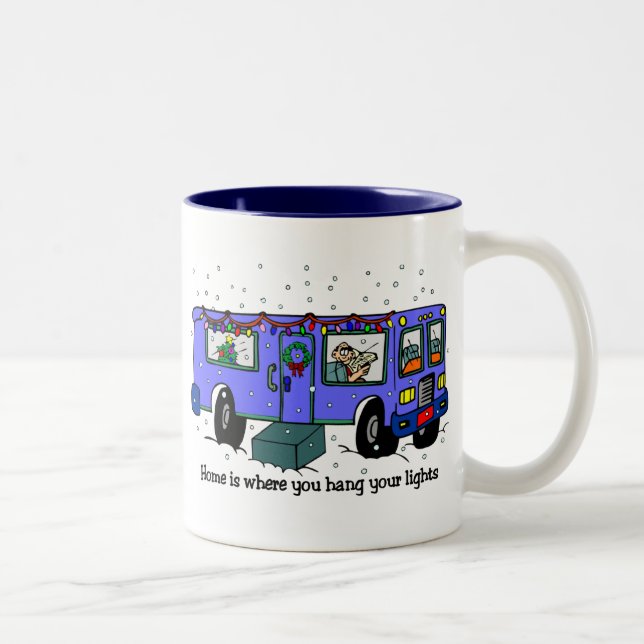 De Café Em Dois Tons Natal na caneca da estrada (Direita)