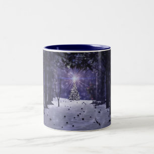 De Café Em Dois Tons Natal na caneca dos pinhos