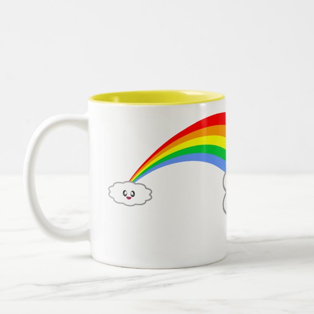 DE CAFÉ EM DOIS TONS NUVENS ARCO-ÍRIS KAWAII CANECA ADORÁVEL (Esquerda)